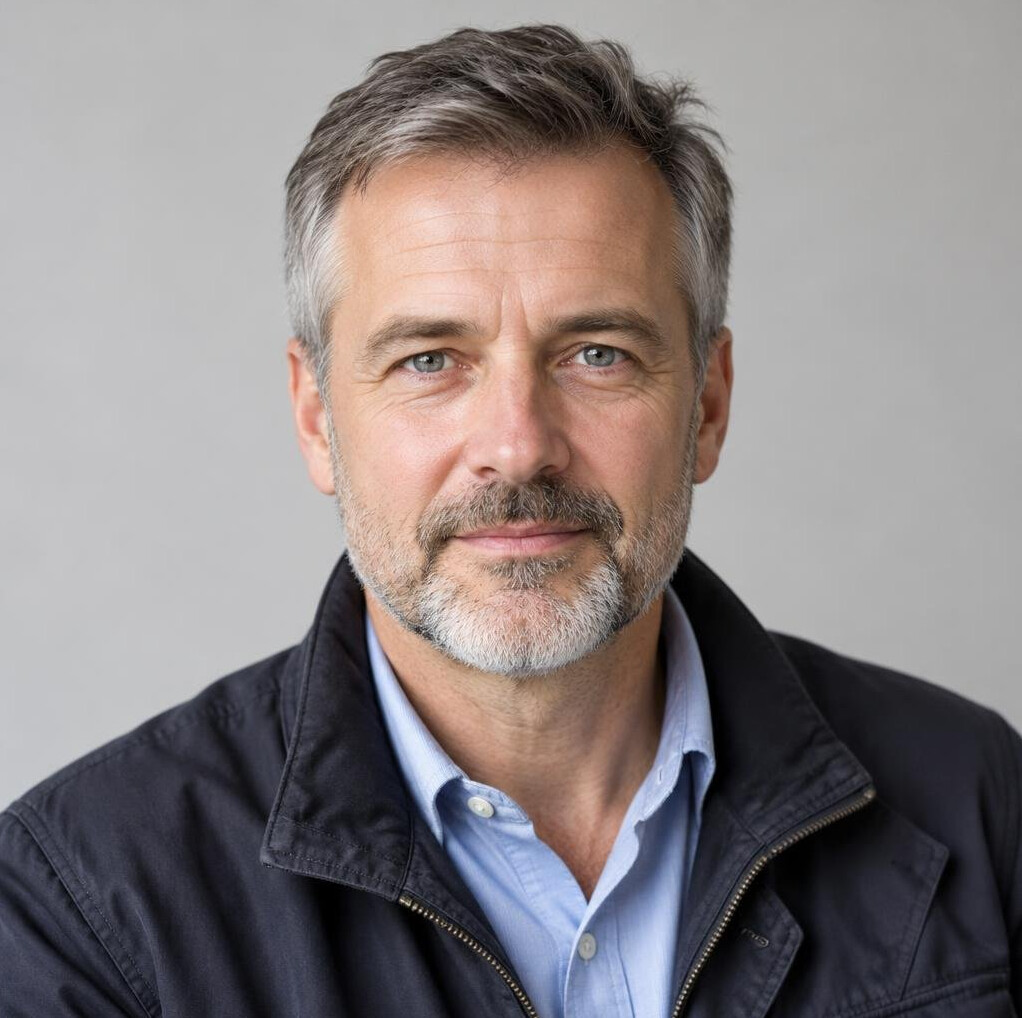 Portrait of a bearded man in a casual jacket