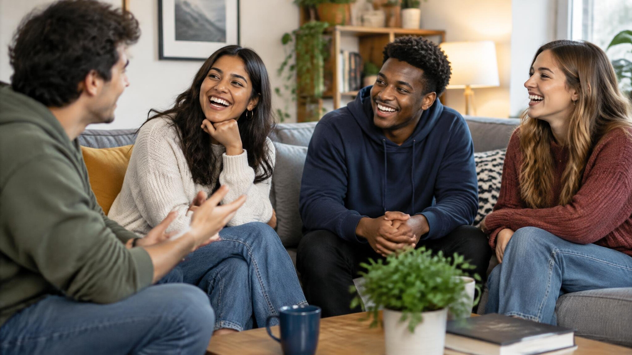 group of friends talking