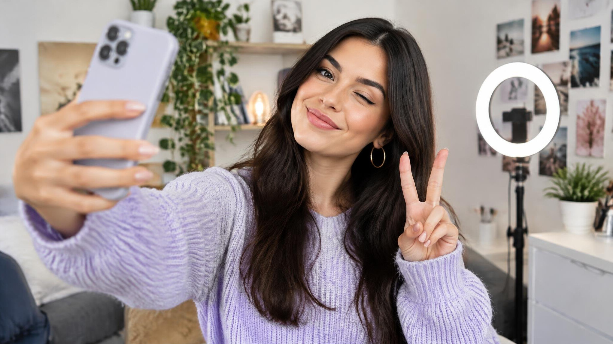 influencer taking selfie
